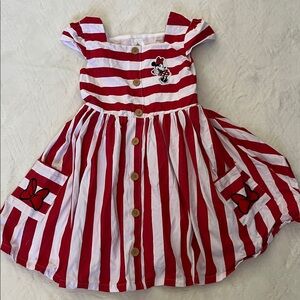 Disney Minnie Mouse Red and White Striped Bow-Appliqué Dress